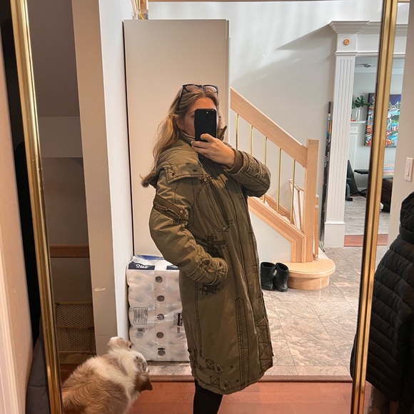 Jet lag women’s khaki military style coat with hood - Picture 5 of 6